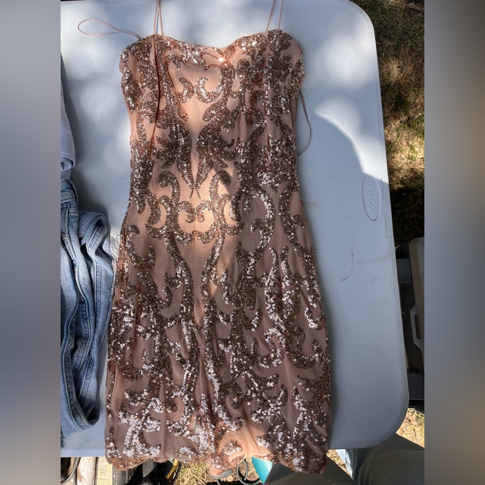 Windsor gold/tan sequin dress